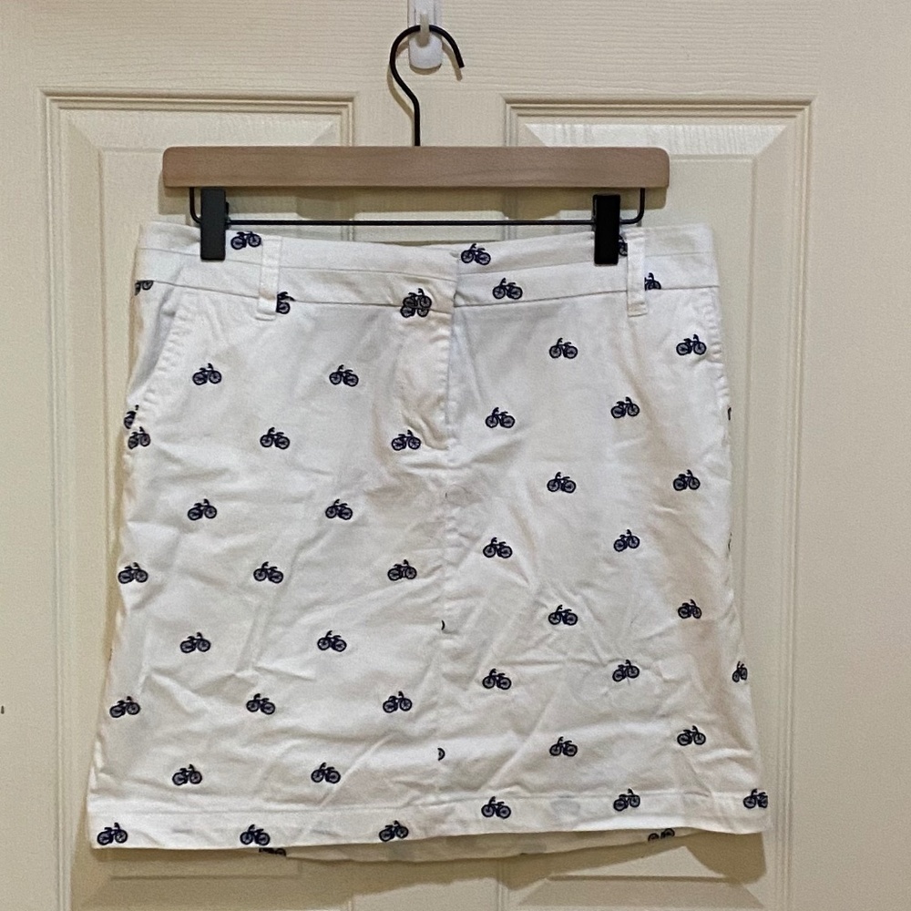 British‎ Khaki- Skirt-White with Blue Bicycles-Women's Size 6